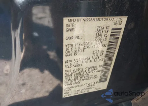 2019 Nissan Frontier Sv z USA, uszkodzony, nr VIN 1N6AD0EV6KN718118